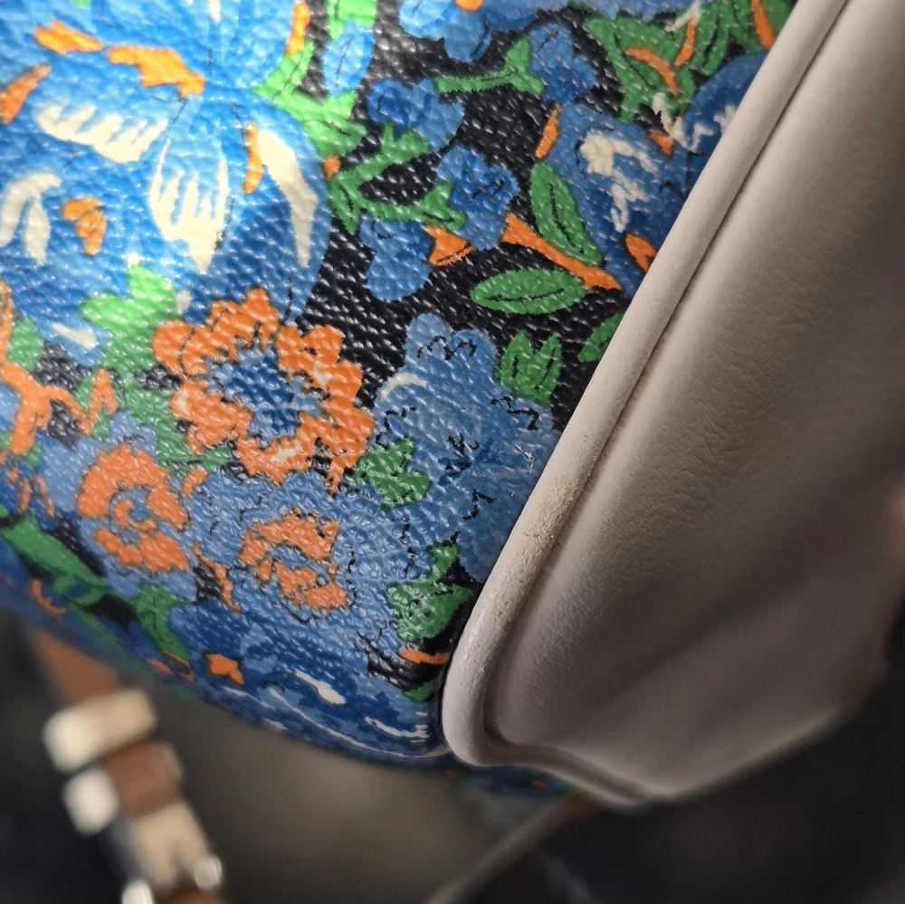 Blue and White Floral Coach Satchel - Picture 7 of 11